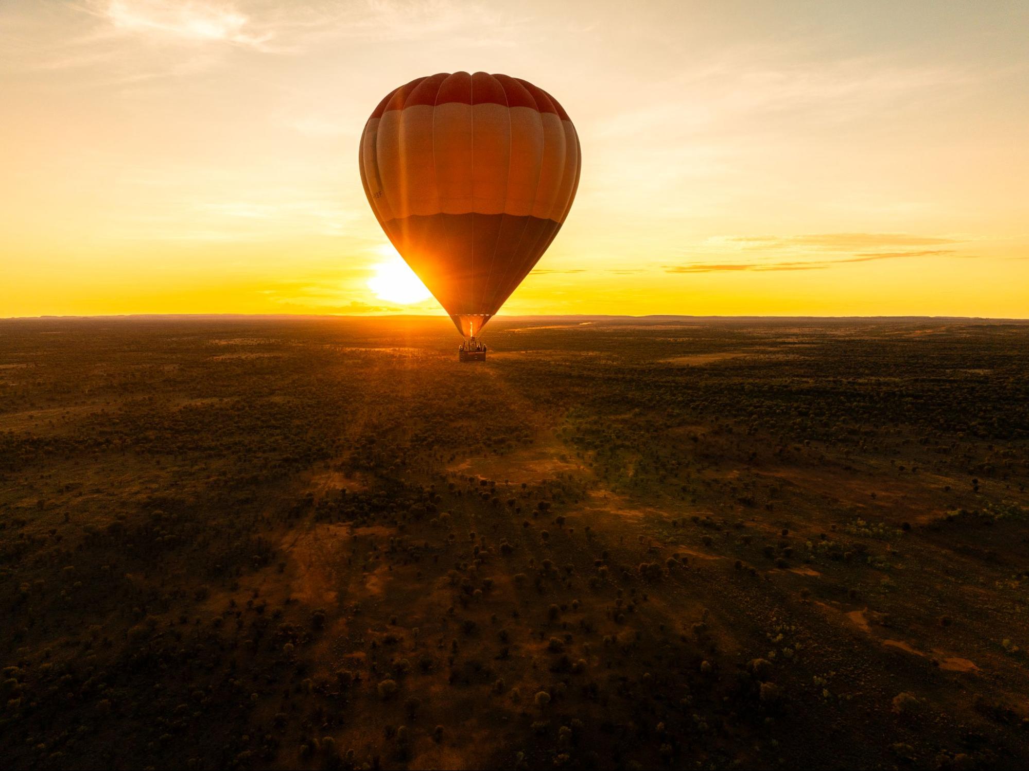 Hot air balloon at sunrise